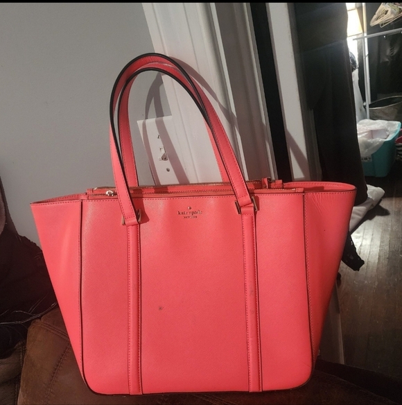 🍂🍁EXTREMELY SUPER RARE COLOR Kate spade newbury lane briar tote neon coral - Picture 4 of 12